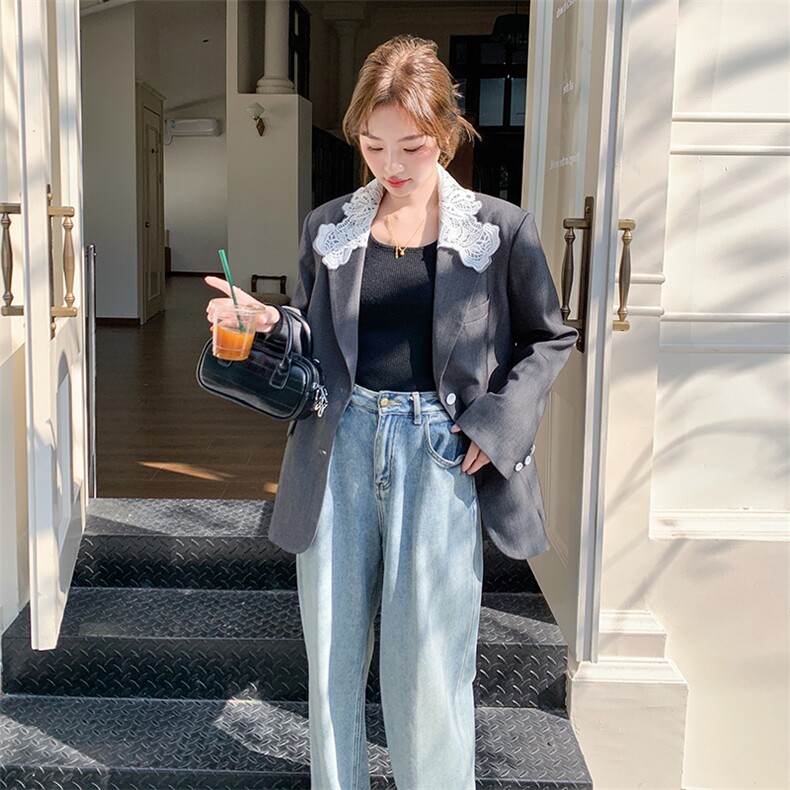 通勤灰色短款西服上衣女春秋2025超火好看高级感小众职业西装外套,女装短外套,2C176