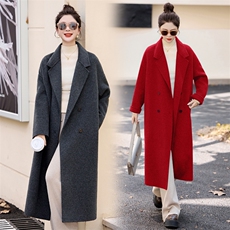 2024新款冬季双面羊绒大衣中长款保暖手工缝制羊毛翻领大衣外套，女装羊绒大衣，贵人树