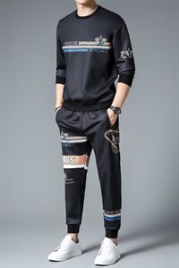 SXL9615秋季2023年新款男士长袖长裤修身休闲时尚卫衣套装P155图片