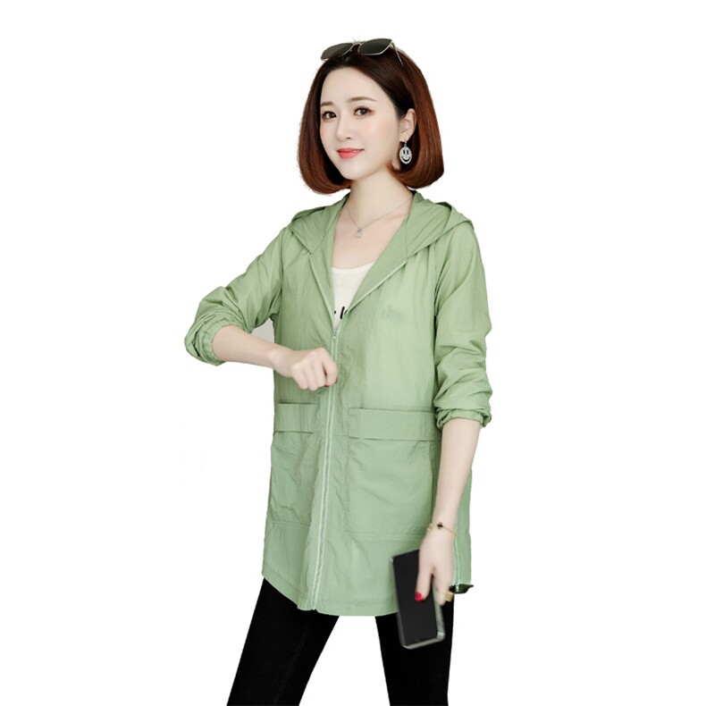 2021夏季韩版新款防晒衣女防紫外线薄款连帽外套女中长款防晒服,女装短外套,依恋蒂丝