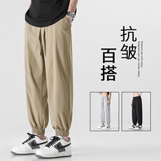夏季薄款冰丝轻薄休闲舒适百搭休闲裤束脚裤6016特批31，男装休闲裤，星座718-1