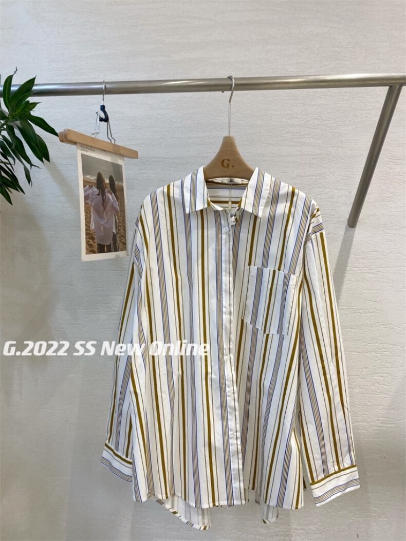 新款条纹衬衫均码4色，女装衬衫，G