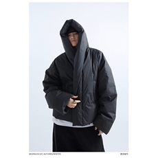 WT122-P135男女同款磁吸门襟立体蓬松充棉廓形连帽短棉服网图，男装棉衣，星座1501-3