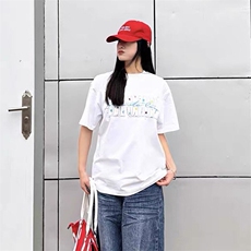 万针全刺绣工艺抖音得物高品质260克重磅纯棉双纱美式高街短袖T恤，男装T恤，电商A486