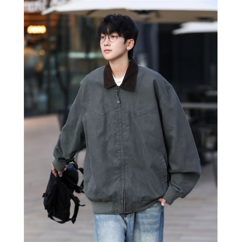 棒球服美式复古宽松纯色飞行员外套W9319P70，女装职业装，星座1116-2