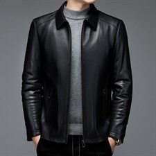 AL915男式2023秋冬新款翻领头层绵羊皮皮衣男夹克P1000图片