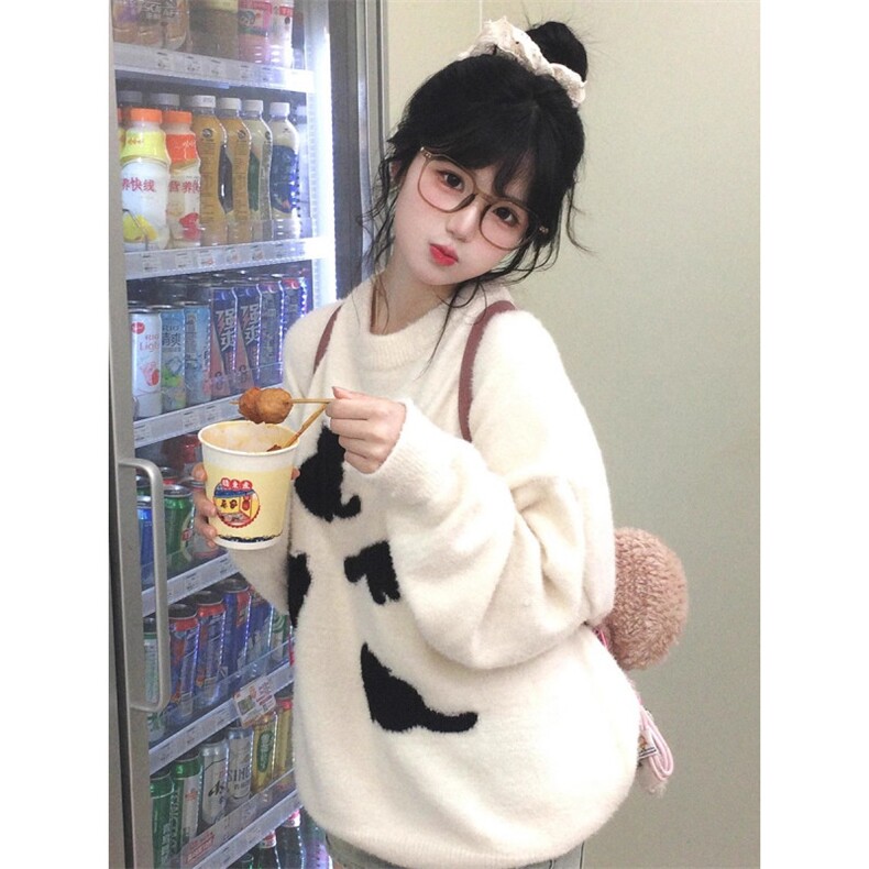MM112-P65猫咪毛衣秋冬外穿潮牌美式复古宽松慵懒针织衫情侣上衣,针织衫/毛衣,星座617A-2