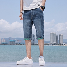 夏季七分裤中裤短裤牛仔短裤男中裤韩版修身男士弹力男裤2152-P55，男装牛仔裤，星座1210A