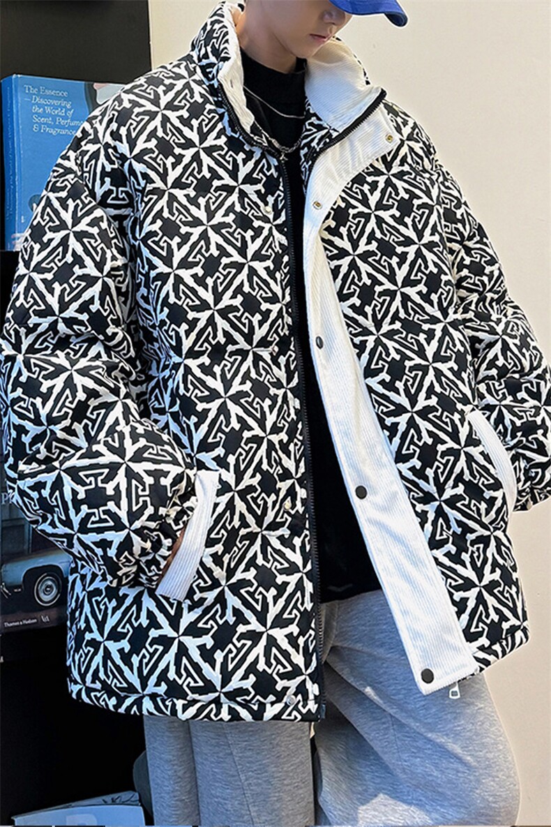 港风棉衣棉服立体印花面包服立领棉袄外套【量大有差】1614-P80,男装棉衣,星座207