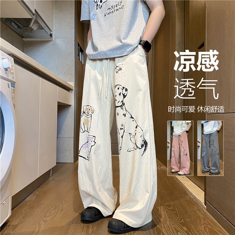 抖音品质夏季新款可爱小狗印花宽松休闲裤B315-K25528-特p30控58,男装休闲裤,电商B315