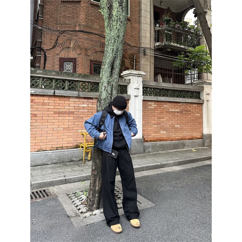 W10389-P63网图现货美式复古撞色翻领水洗做旧外套宽松中性夹克,男装夹克,星座1608
