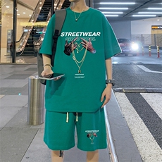 ！2024夏季新款男士华夫格短袖T恤潮牌半袖一套HTZ63P50，男装T恤，电商B220