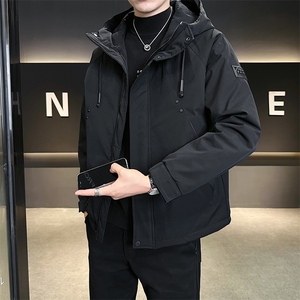 工装连帽冲锋衣二棉外套男加棉加厚棉衣棉服袄子，男装夹克，电商D211