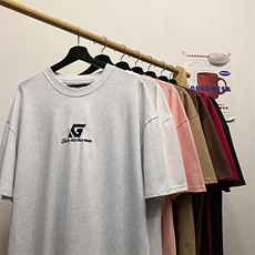 平铺字母刺绣多色短袖T恤男DT77778P22块特价控45：供抖音视频，男装T恤，星座227-7