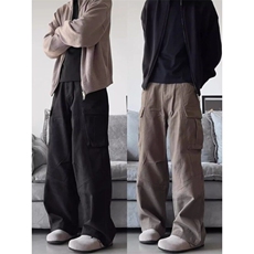 【美拉德拼接口袋】cleanfit复古美拉德拼接侧口袋直筒宽松工装裤，男装牛仔裤，星座506A