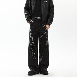 美式高街牛仔裤男士韩版潮流刺绣百搭2024冬季ins长裤RK2307-P51图片