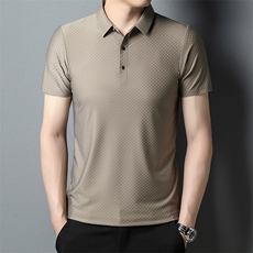 纯色高端短袖t恤男polo衫夏冰丝薄款无痕翻领休闲体恤HP668-P58，男装T恤，星座1105-3