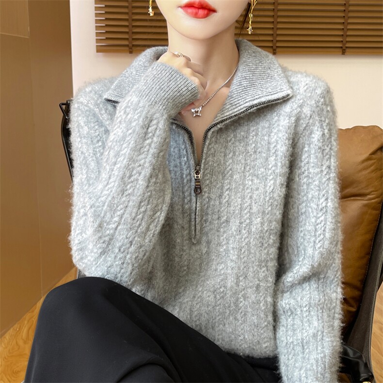 针织衫女春秋冬宽松薄款显瘦软糯低领毛衣打底衫内搭,针织衫/毛衣,暖娇绒