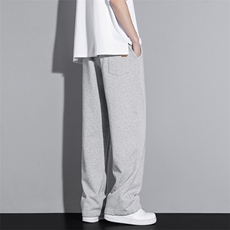 夏季休闲卫裤直筒垂顺坠感简约皮标设计拖地长裤WK86-1特批28，男装皮裤，星座718-1