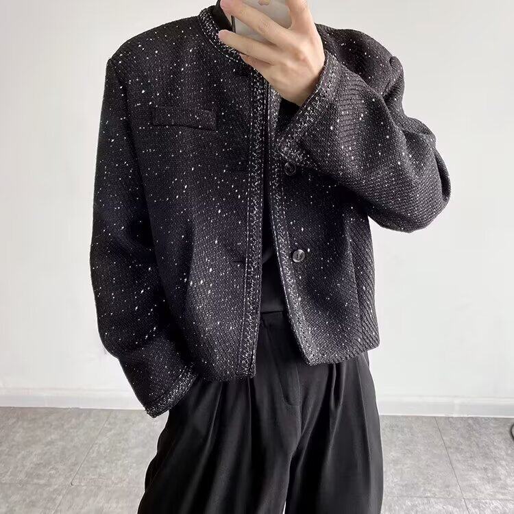 痞帅高级感小香风无领韩版夹克外套男女oversize春秋JW093,男装夹克,星座1116A（原606A-3）