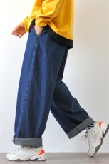 2023春季木地板新日系大码男休闲直筒大裤脚阔腿牛仔裤N8021-P50，男装牛仔裤，电商A082