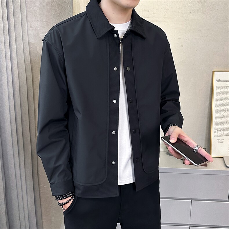 @店主-抖音男士高端针织拼接假两件工装夹克外套505-P100,男装夹克,电商D246