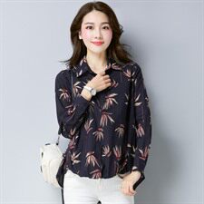 2021年秋季碎花方领长袖直筒拼接印花亮片潮流显瘦衬衫，女装衬衫，丽影随形