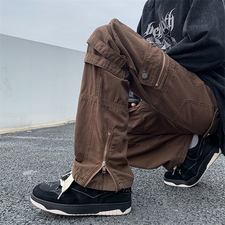 B221美式ins高街暗黑小众拉链工装休闲裤子LK23045-P75控98,男装休闲裤,电商B221