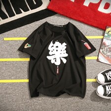 2021夏季新日系麒麟风大码男圆领印花宽松休闲T恤短袖T03-特p25，男装T恤，电商A001