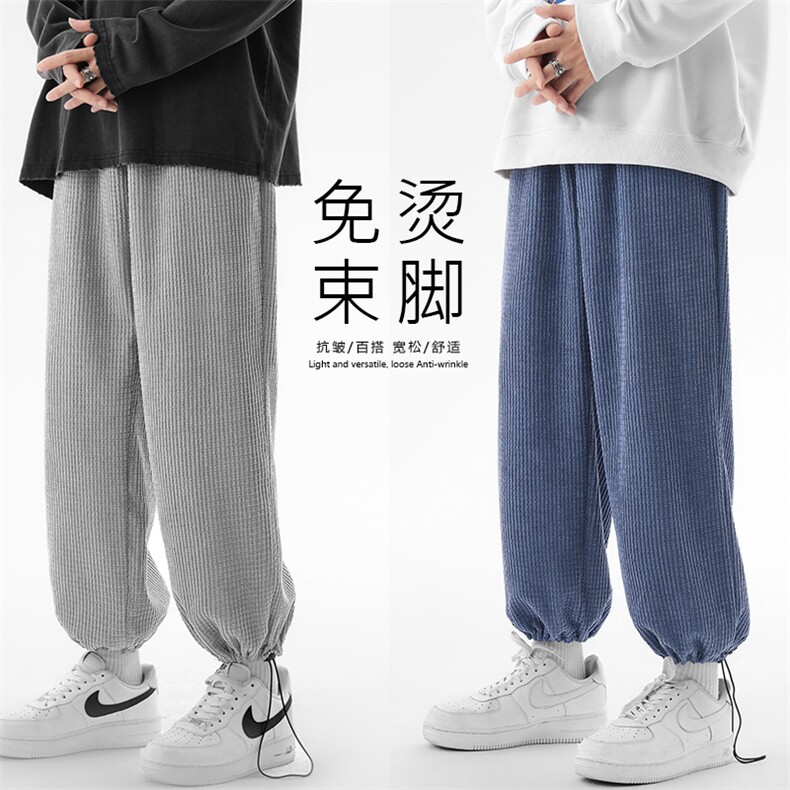灯芯绒裤子男春秋韩版潮流坠感宽松束脚休闲裤   TY040-1特批35图片