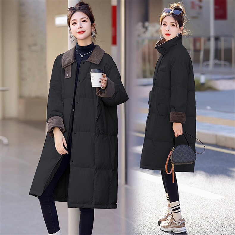 长款白色羽绒服女2023冬季新款今年流行的小个子韩版气质简约小众,女装羽绒服,曼娅璐