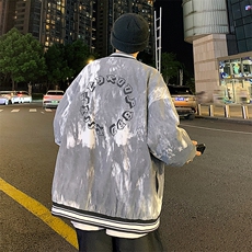 港风雾点棒球领百搭休闲宽松夹克外套男XZ214-8JK806P65，男装夹克，星座1204-3
