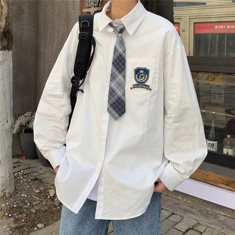 春夏季新款衬衫潮流慵懒男方领宽松型衬衫AC16P35图片