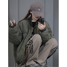 棉服加厚军绿色飞行员夹克男胖子高级感oversize棒球服大码外套，男装夹克，四季星座505