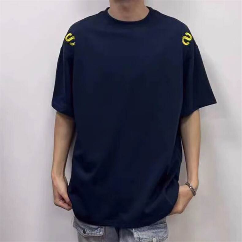 万针全刺绣工艺抖音得物高品质260克重磅纯棉双纱美式高街短袖T恤,男装T恤,电商A486