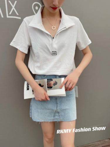 现货夏季polo带标，女装，人可·木易