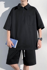 GENIOLAMODE冰丝休闲套装男穿搭一整套夏季运动2025新款帅气男装，男装Polo衫，电商A001