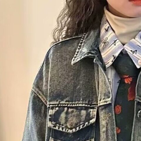 G8866-P73时尚百搭做旧水洗翻领牛仔外套女2025春季欧货大版,男装工装外套,电商B323A