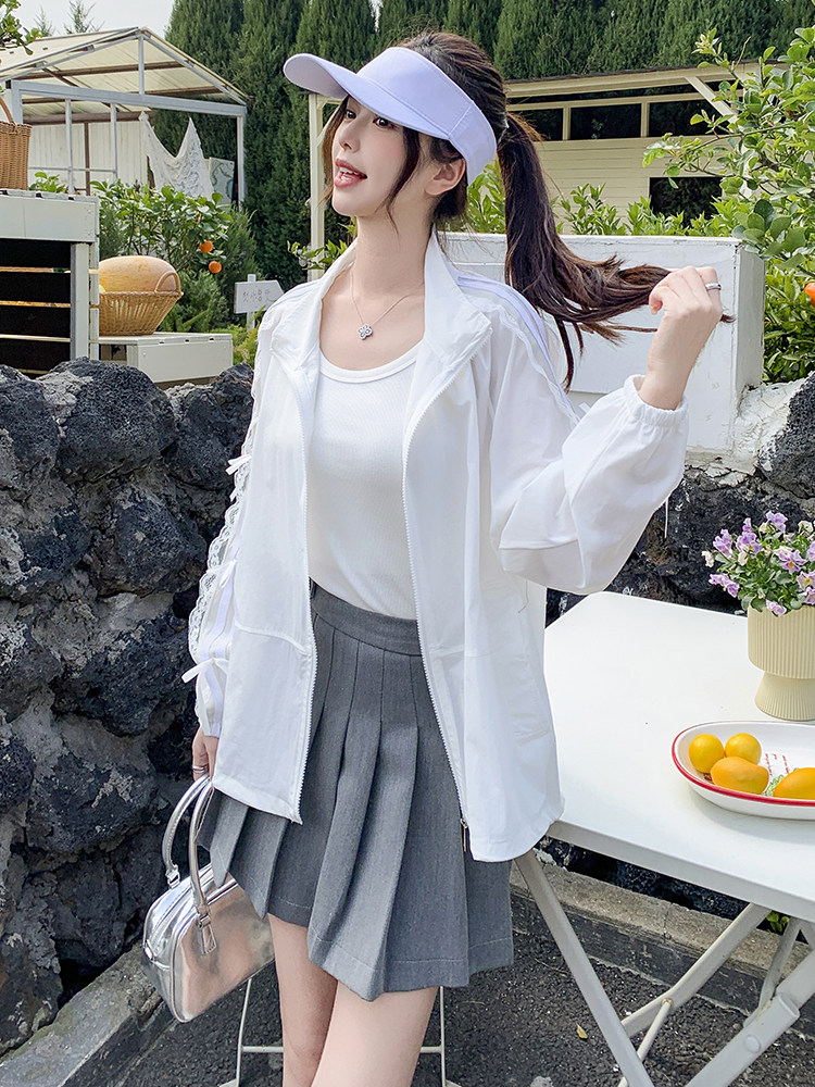 韩系设计感蕾丝防晒衣女轻薄透气夏季2025新款洋气减龄宽松防晒服,女装防晒衣,蝶眷