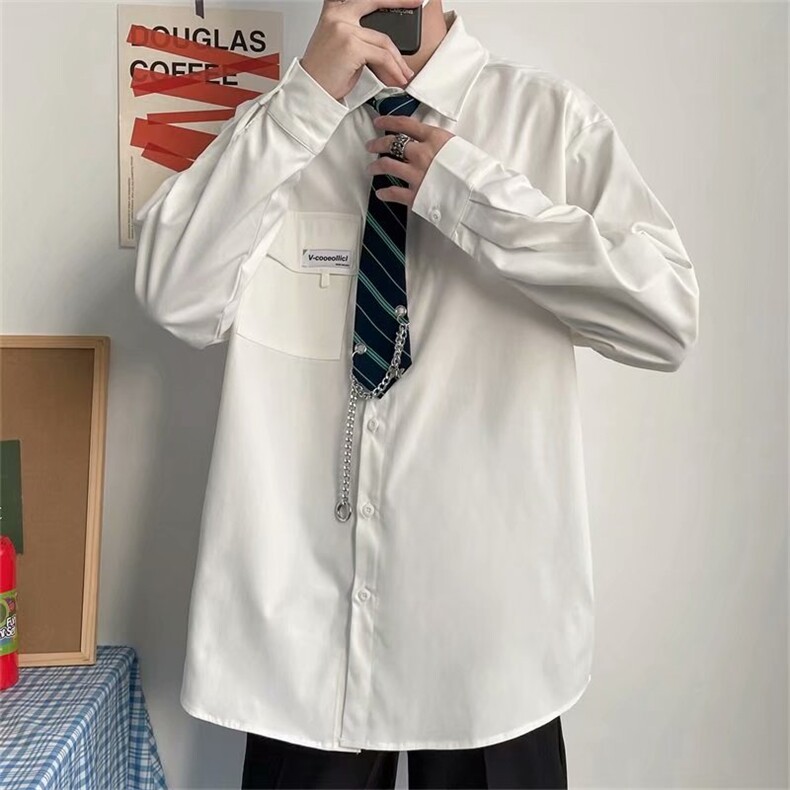 长袖衬衫配领带春款男潮流H20P35,男装衬衫,星座1116-2