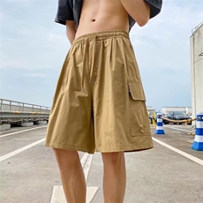 2024夏新款休闲工装短裤男宽松设计感小众松紧腰DK1017-P32，男装休闲裤，星座1109-3