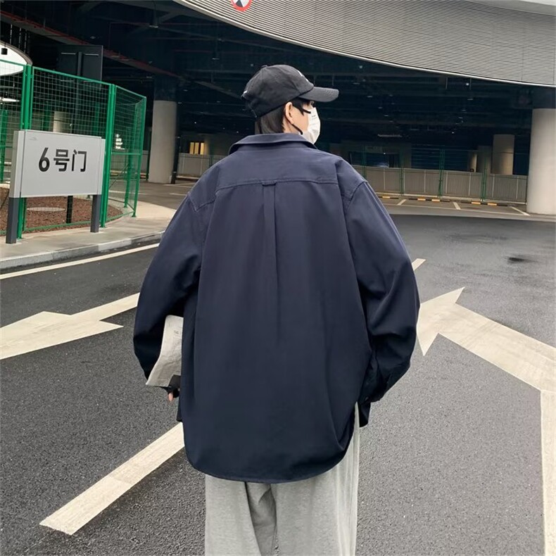 春秋季新款纯色长袖衬衫男潮流宽松男装上衣服休闲CS024-P40,男装衬衫,星座308B-1