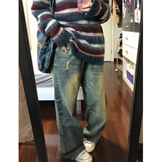 牛仔布运动复古水洗长裤牛仔裤高街vibe春秋多口袋潮中腰N610，男装牛仔裤，星座1116A（原606A-3）