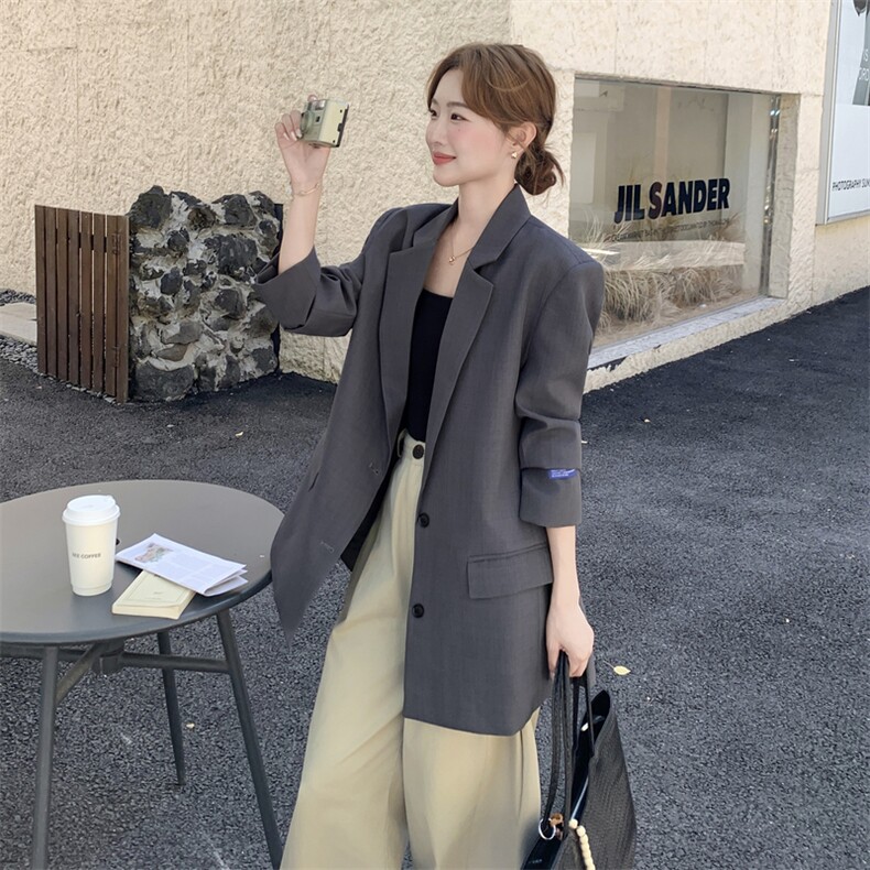 210-3283-P145-k208韩版灰色休闲西装2025年秋季,女装西装,浙宝210（原浙宝191）