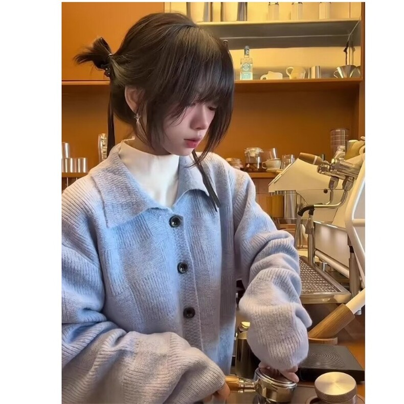 DY287-批55慵懒风纽扣开衫毛衣外套图片
