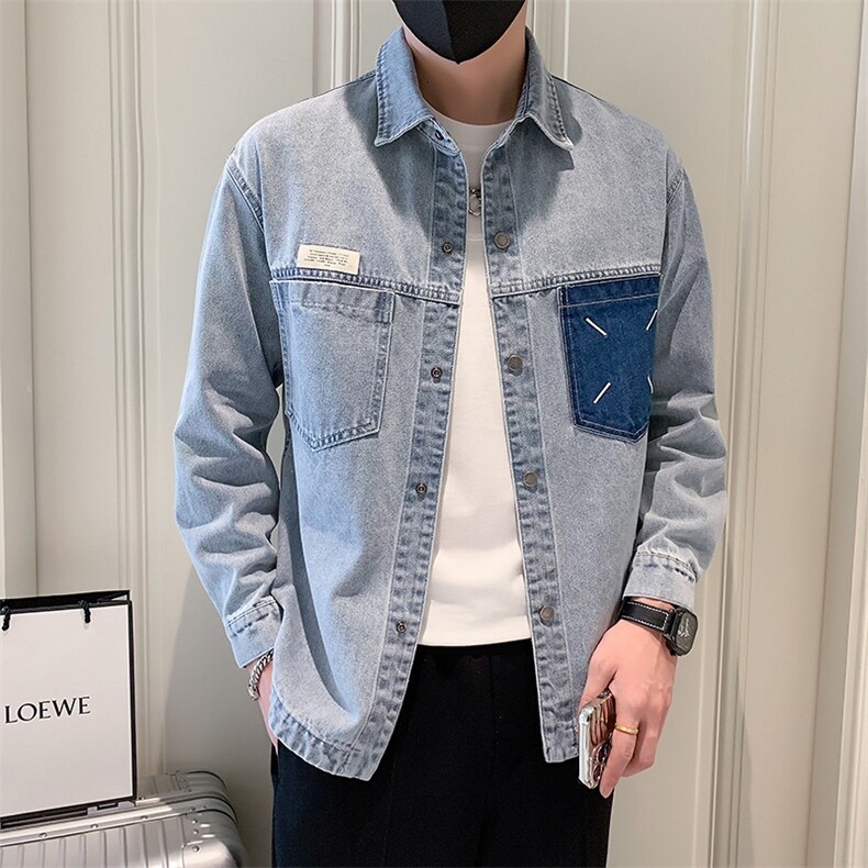 2025新款秋季牛仔衬衫男长袖工装潮牌夹克外套A313-1-C821-P115,男装夹克,电商A313-1