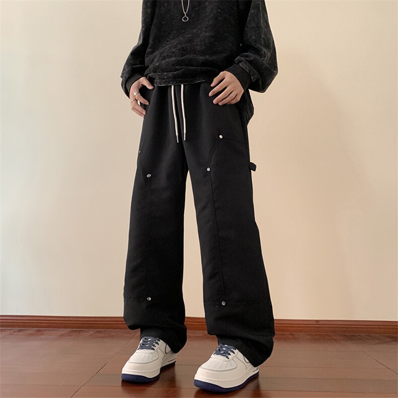 2025春款美式高街休闲裤潮男铆钉拖地裤长裤伞兵裤K9060-P45控68，男装休闲裤，星座810(原QT5070)