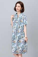 碎花连衣裙2025新款夏季纯棉超火宽松显瘦直筒裙中年妈妈休闲裙子，女装连衣裙，依恋蒂丝