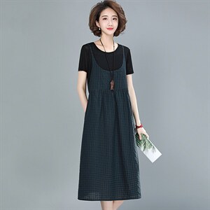 2021年夏季新款连衣裙女中长款韩版休闲套装女两件套装裙子洋气图片