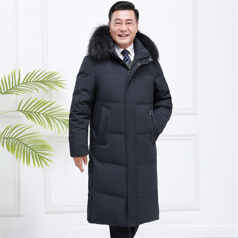 2025年长款过膝盖加绒加厚休闲商务爸爸装羽绒服真毛领yr08-P260图片